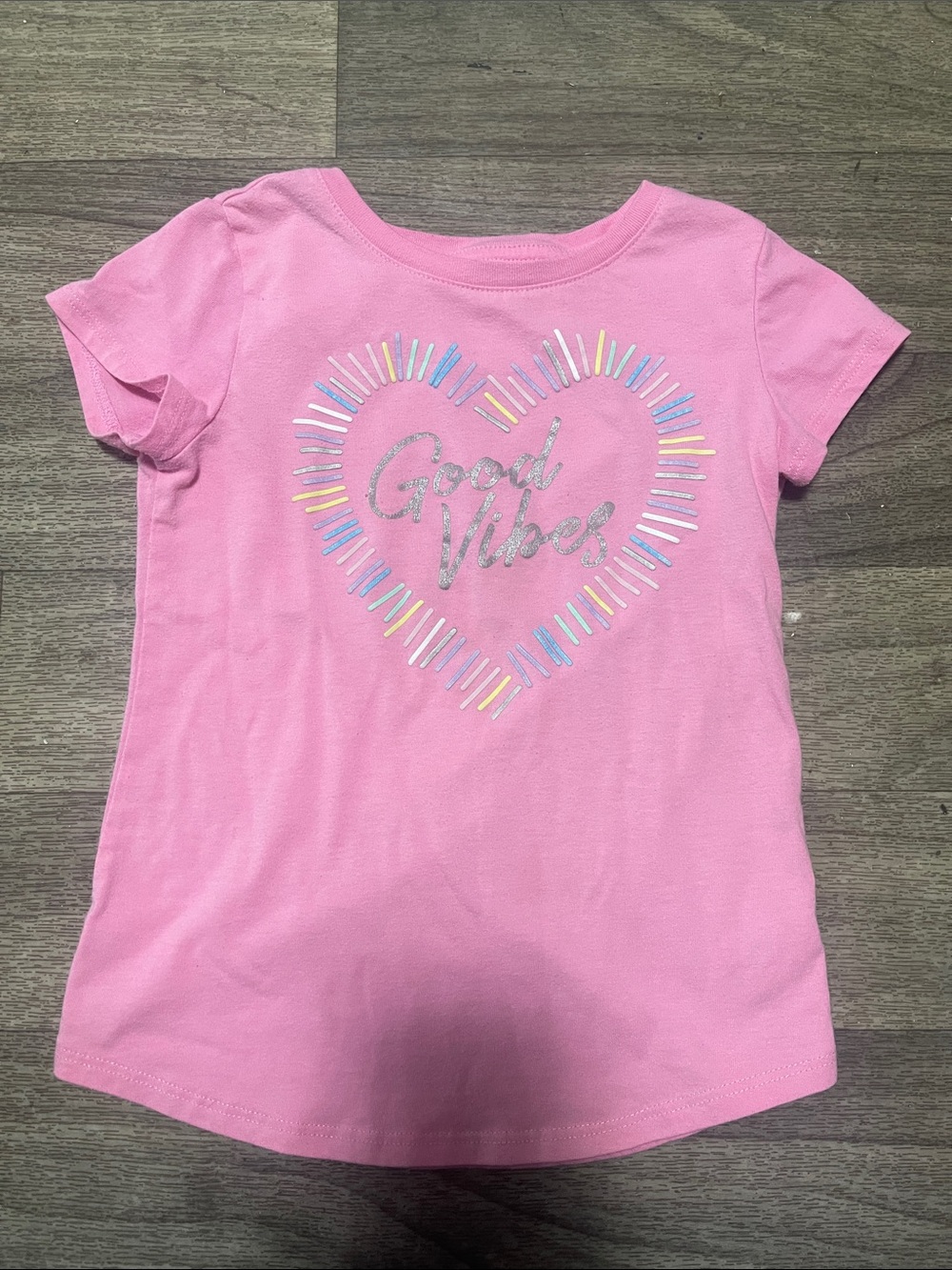 Girls' Pink 'Good Vibes' Short Sleeve Tee